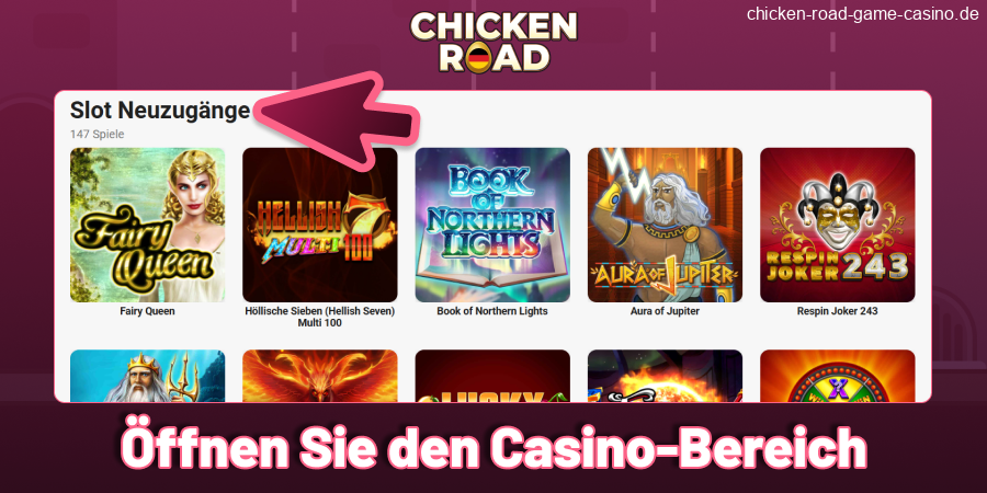 Gehen Sie zur Chicken Road DE Casino-Lobby