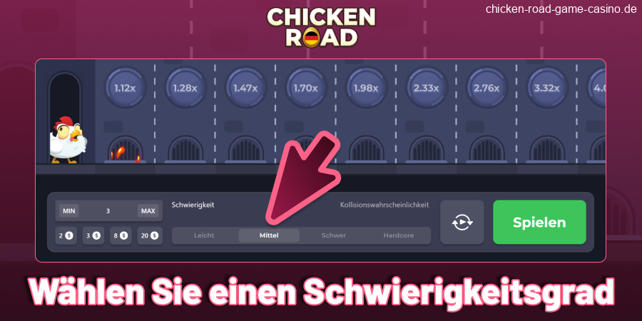 Wählen Sie einen Schwierigkeitsgrad bei Chicken Road Germany